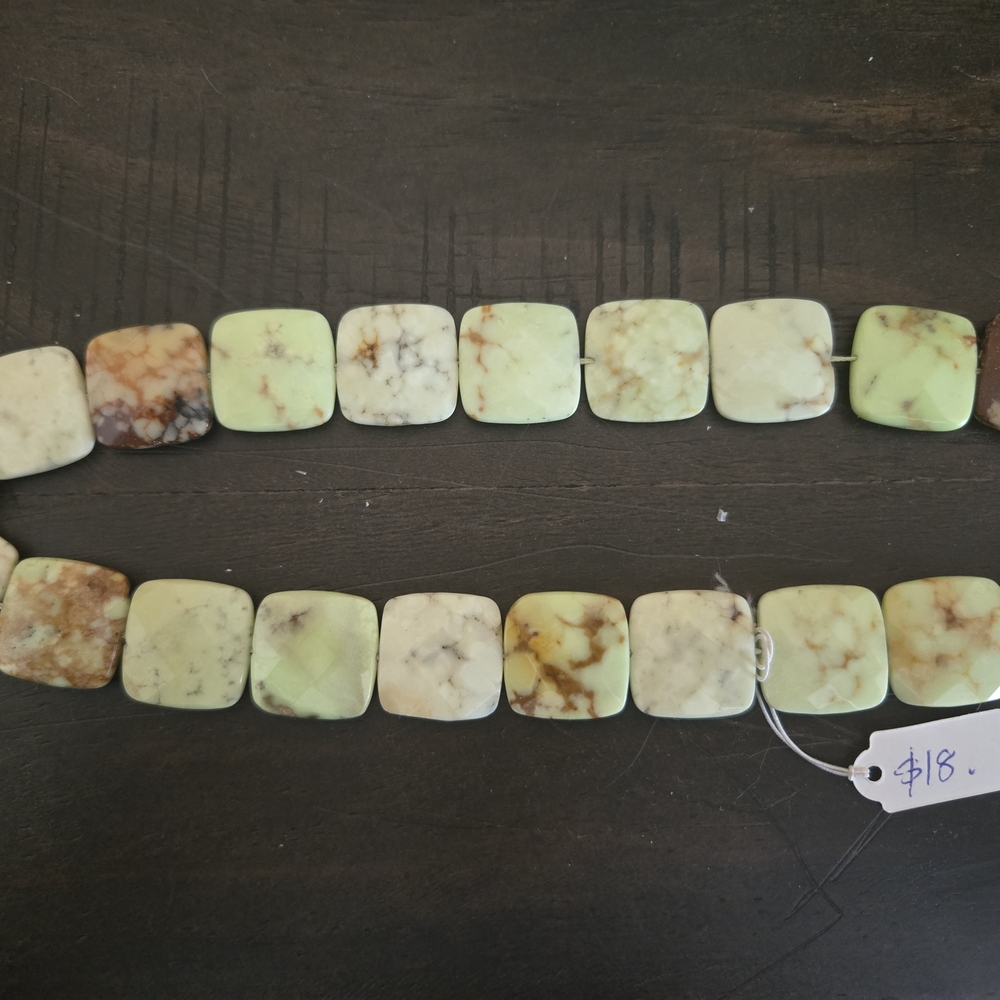 Natural Stone Square Bead Necklace